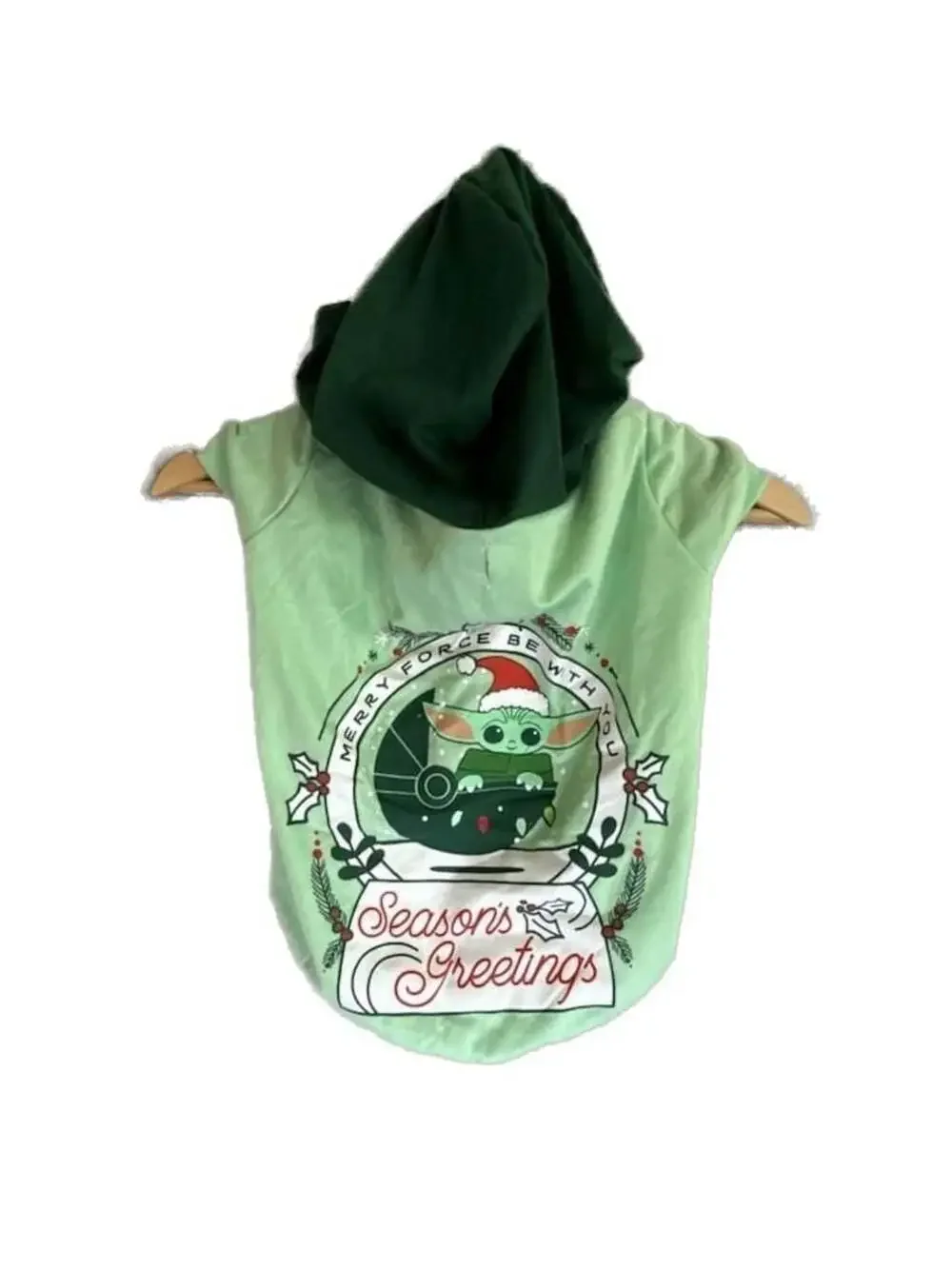 Star Wars The Mandalorian Grogu 'Season's Greetings' Dog Hoodie, L